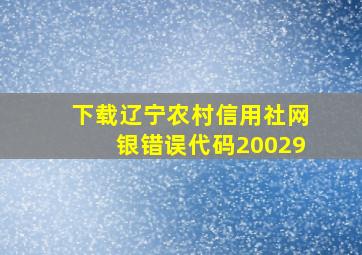 下载辽宁农村信用社网银错误代码20029