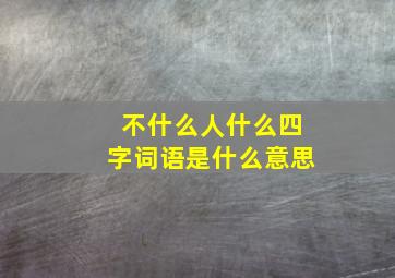 不什么人什么四字词语是什么意思