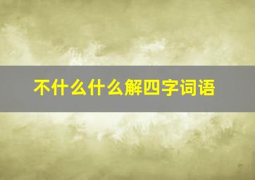 不什么什么解四字词语