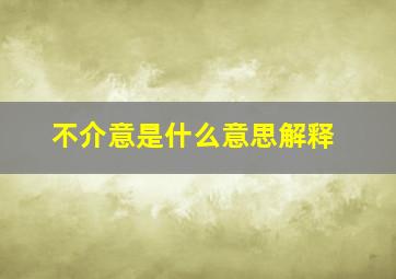 不介意是什么意思解释