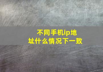 不同手机ip地址什么情况下一致