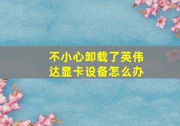 不小心卸载了英伟达显卡设备怎么办