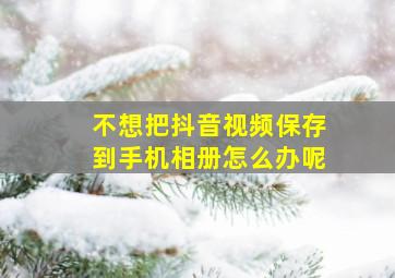 不想把抖音视频保存到手机相册怎么办呢