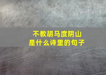 不教胡马度阴山是什么诗里的句子