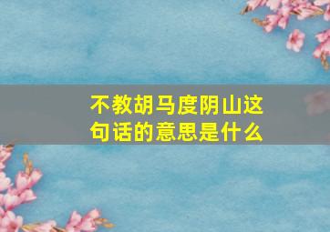 不教胡马度阴山这句话的意思是什么