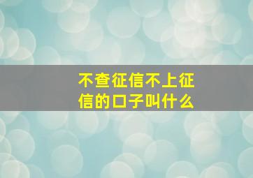 不查征信不上征信的口子叫什么