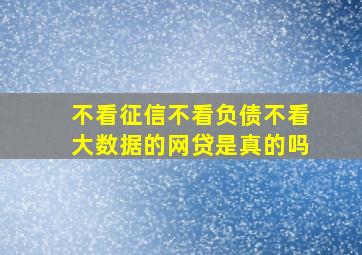 不看征信不看负债不看大数据的网贷是真的吗