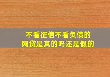 不看征信不看负债的网贷是真的吗还是假的