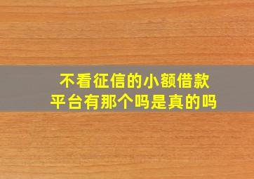 不看征信的小额借款平台有那个吗是真的吗