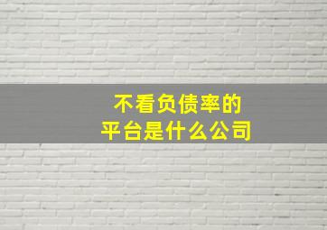 不看负债率的平台是什么公司