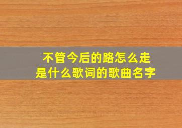 不管今后的路怎么走是什么歌词的歌曲名字