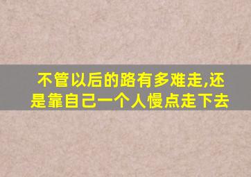 不管以后的路有多难走,还是靠自己一个人慢点走下去