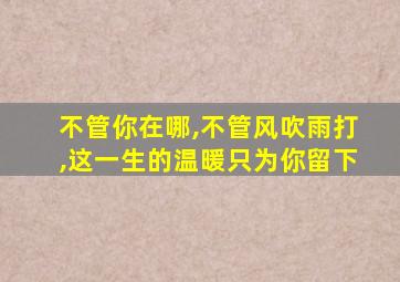 不管你在哪,不管风吹雨打,这一生的温暖只为你留下