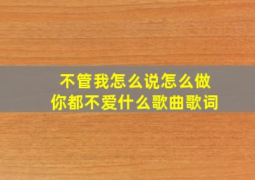 不管我怎么说怎么做你都不爱什么歌曲歌词