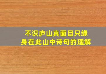 不识庐山真面目只缘身在此山中诗句的理解