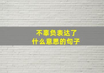 不辜负表达了什么意思的句子