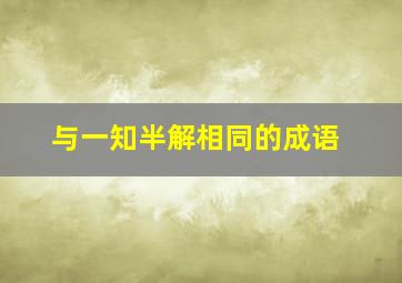 与一知半解相同的成语