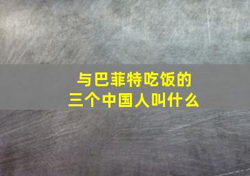 与巴菲特吃饭的三个中国人叫什么