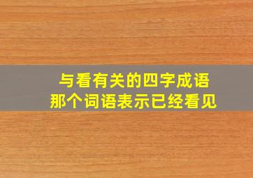 与看有关的四字成语那个词语表示已经看见