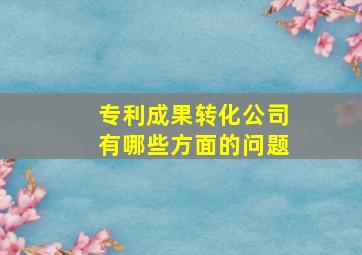 专利成果转化公司有哪些方面的问题