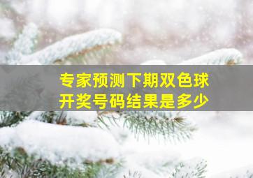 专家预测下期双色球开奖号码结果是多少