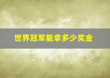 世界冠军能拿多少奖金