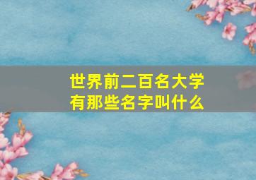 世界前二百名大学有那些名字叫什么