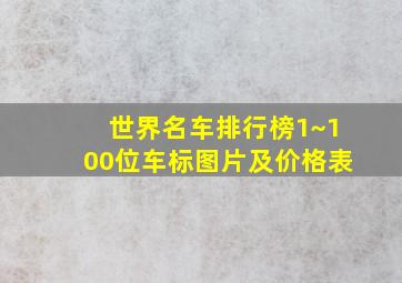 世界名车排行榜1~100位车标图片及价格表