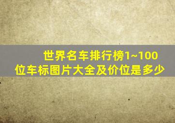 世界名车排行榜1~100位车标图片大全及价位是多少