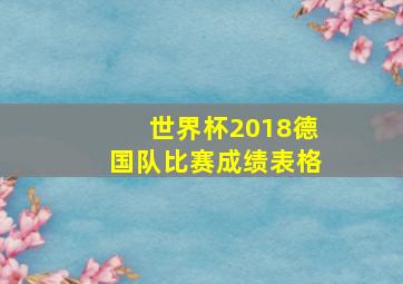 世界杯2018德国队比赛成绩表格