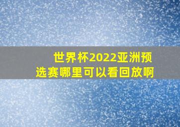 世界杯2022亚洲预选赛哪里可以看回放啊