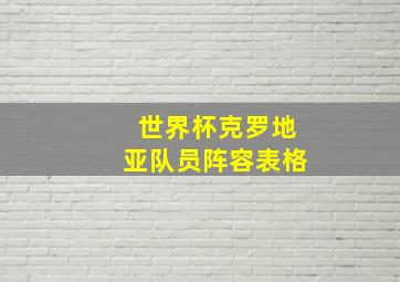 世界杯克罗地亚队员阵容表格