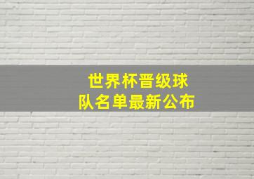 世界杯晋级球队名单最新公布