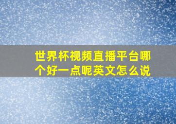 世界杯视频直播平台哪个好一点呢英文怎么说