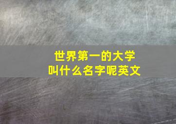 世界第一的大学叫什么名字呢英文