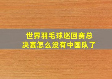 世界羽毛球巡回赛总决赛怎么没有中国队了