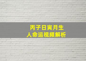 丙子日寅月生人命运视频解析