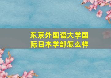 东京外国语大学国际日本学部怎么样