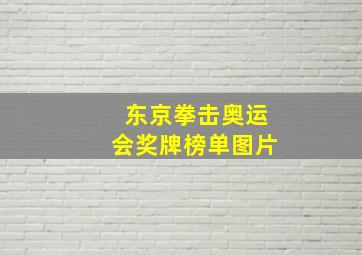 东京拳击奥运会奖牌榜单图片