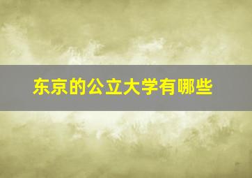 东京的公立大学有哪些