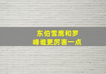 东伯雪鹰和罗峰谁更厉害一点