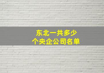 东北一共多少个央企公司名单