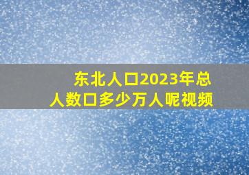 东北人口2023年总人数口多少万人呢视频