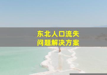 东北人口流失问题解决方案