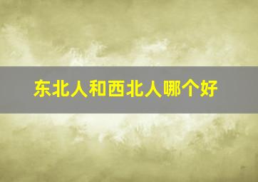 东北人和西北人哪个好