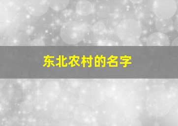 东北农村的名字