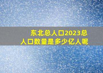 东北总人口2023总人口数量是多少亿人呢