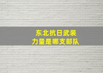 东北抗日武装力量是哪支部队