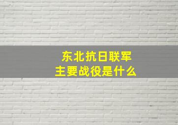 东北抗日联军主要战役是什么