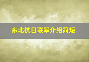 东北抗日联军介绍简短